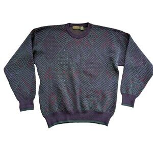 Robinson's Private Stock Geometric Knit Grandpa Sweater Italy Men's M 100% Wool